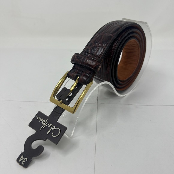 Cole Haan Men's Dress Belt Leather Dark Brown Size 34 Crafted in India VTG NWT - Picture 1 of 11